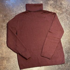 Theory Maroon/Burgundy Ribbed Knit Turtleneck